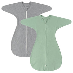 ZIGJOY Shark-Fin Transition Swaddle keeps baby snug with 1.0 Tog for year-round comfort.