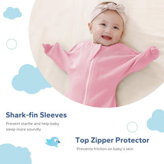 ZIGJOY Shark-Fin Transition Swaddle 2-way zipper closeup for easy diaper changes.