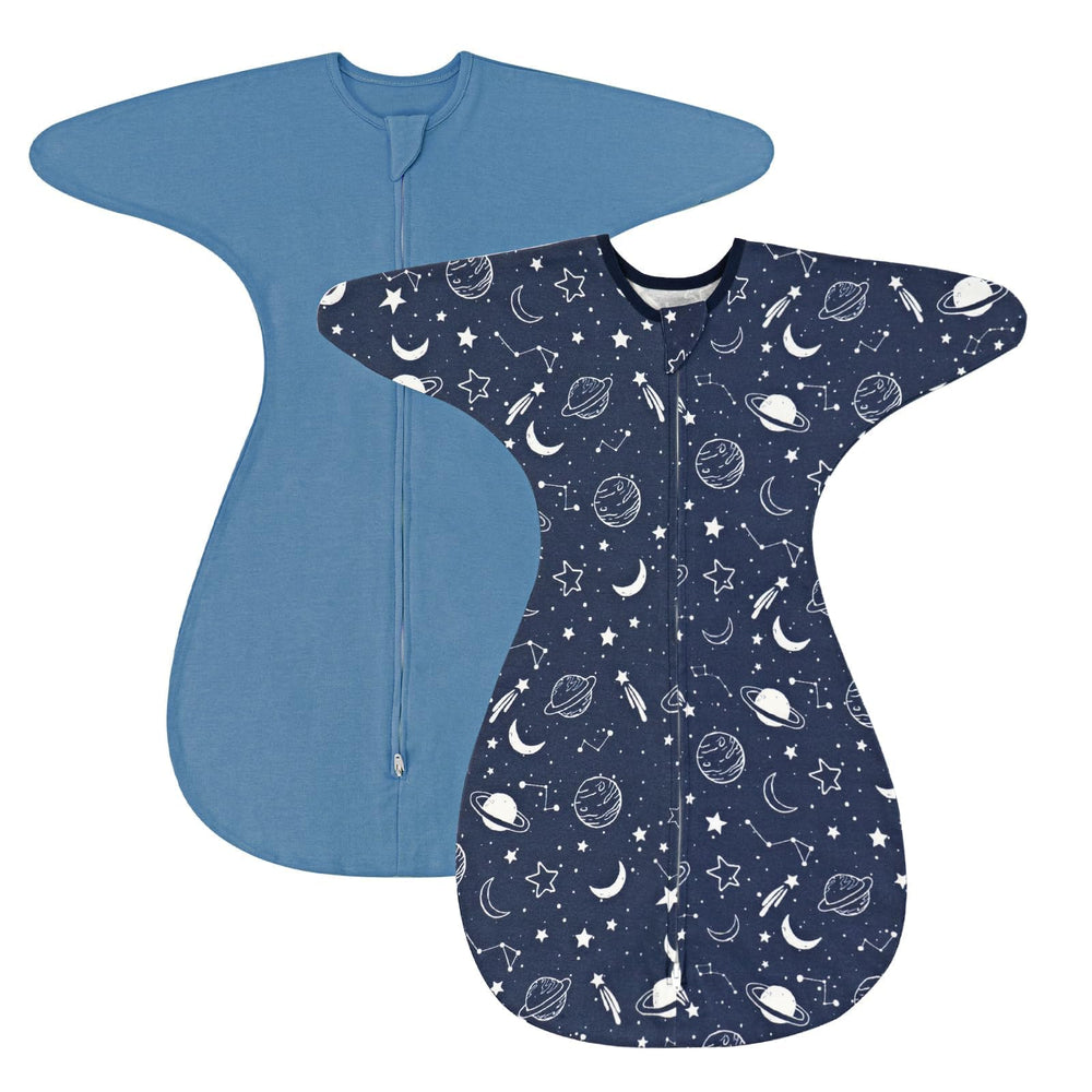 ZIGJOY Shark-Fin Transition Swaddle front view showing easy wrap for all seasons.