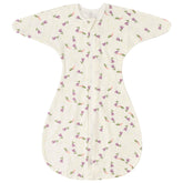 ZIGJOY Shark-Fin Transition Swaddle with purple flower print for soothing sleep.
