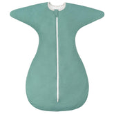 ZIGJOY Shark-Fin transitional swaddle in mint green highlighting bamboo outer fabric for cozy nights