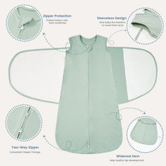 ZIGJOY swaddle wrap shows three wearing options for growing babies.