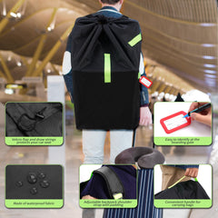 Zihvfzu car seat bag worn as backpack for comfortable airport transport.