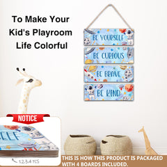 ZIIUFRN outer space motivational sign set for kids' room decor.