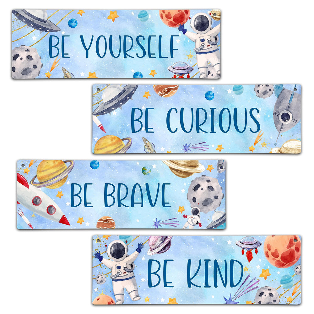 ZIIUFRN space wall sign set for boy's room, durable wooden decor.