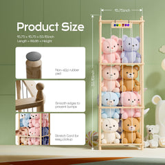 Ziluetar stuffed animal zoo, front view with elastic cords for easy toy placement.