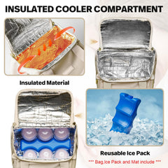 ZIOZERTT multi-pocket design keeps ice pack and essentials organized.
