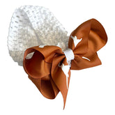 Zip Sew Craft Texas crochet headband with junior bow for team pride.