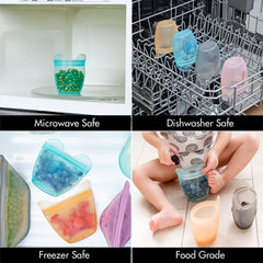 Zip Top baby snack container stays open for quick filling and grabbing.