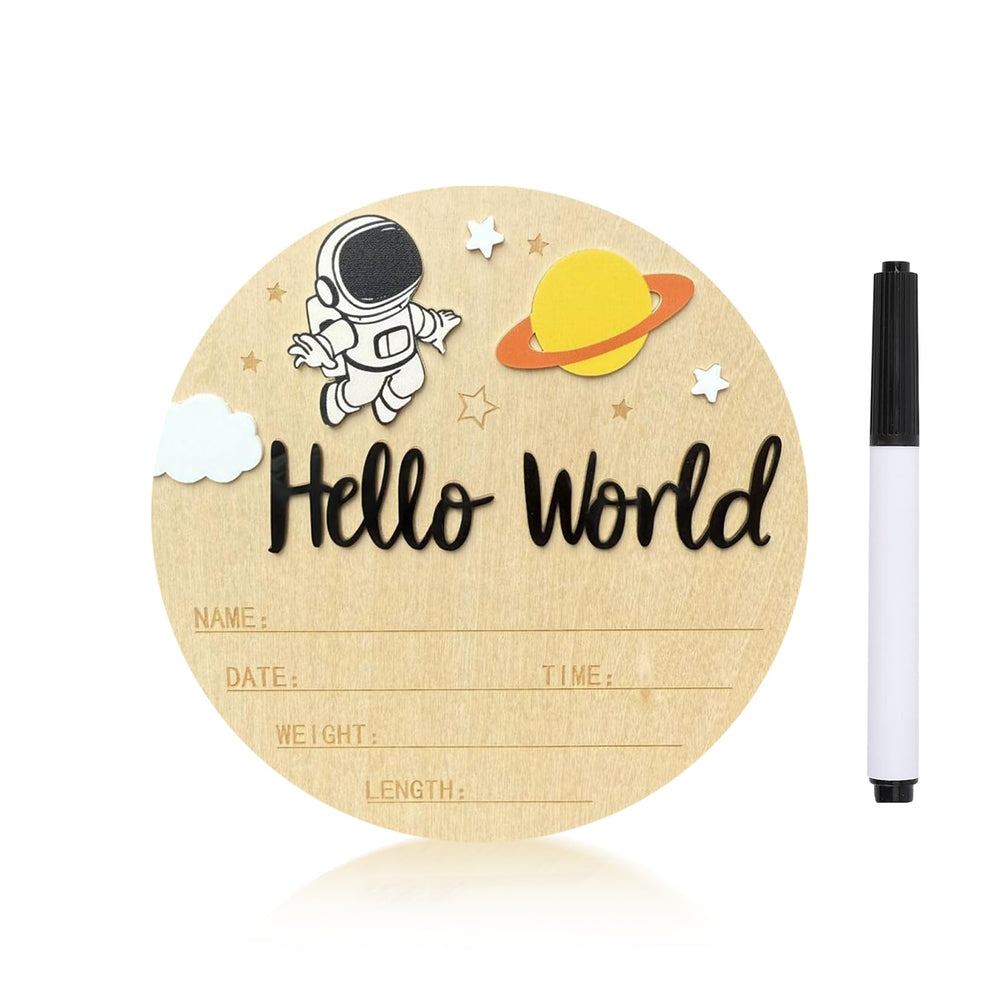 Ziyutam baby announcement astronaut sign with engraved birth stats for photos