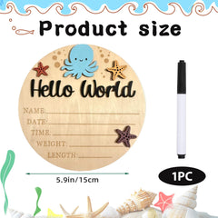 Ziyutam baby announcement sign with 3D ocean starfish enhances ocean-themed nursery decor.