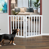 ZJSF 2-panel wooden dog gate in open doorway provides a safe boundary.