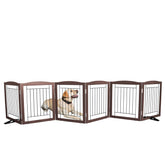 ZJSF 6-panel gate assembled, ready to block stairs or doorways with a stable freestanding design.