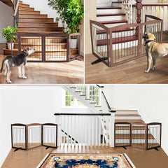 ZJSF foldable gate collapsed for easy storage beside the living room.