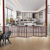 ZJSF foldable gate in cedar wood keeps stairs safe with a stylish brown finish.