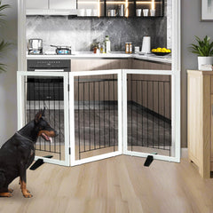 ZJSF freestanding dog gate wood three panel folded for space saving
