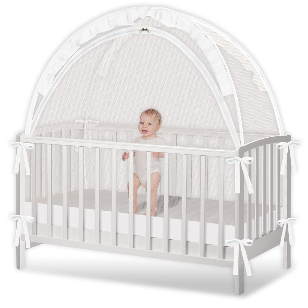 Zkaitoy Crib Tent pop-up open for quick setup and secure containment.