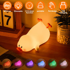 ZKLiLi duck night light showing tap control for color changes.