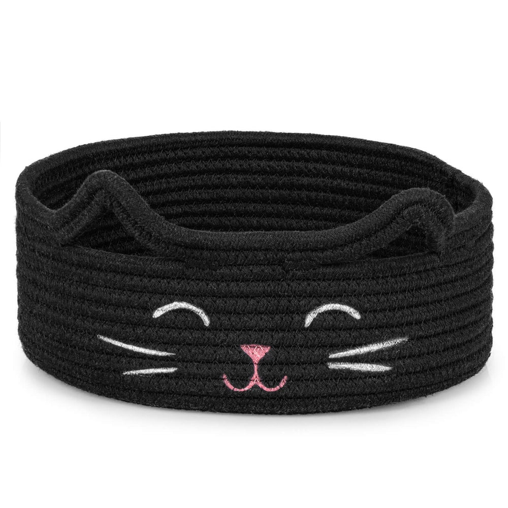 ZLG Black Cat storage bin with cat-face design for playful toy organization