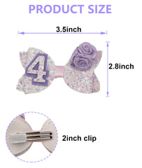 Purple rose hair bow by Zlwse adds sparkle to 1st-6th birthday celebrations.