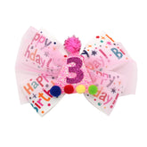 Zlwse birthday hair bow in pink adds festive toddler flair.