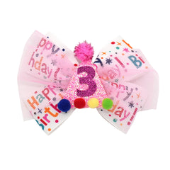 Zlwse birthday hair bow in pink adds festive toddler flair.