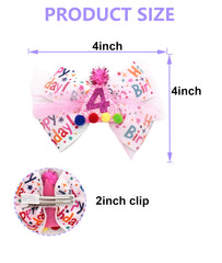 Zlwse birthday hair bow soft ribbon closeup shows smooth texture and secure glitter.
