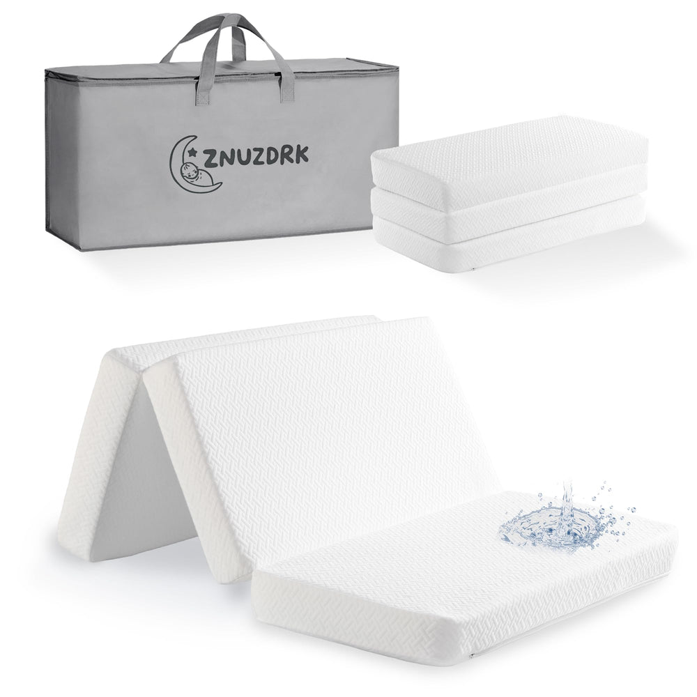 ZNUZDRK pack-n-play mattress folded in a portable bag for travel use