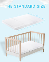 ZNUZDRK pack-n-play mattress unfolded in crib showing 38x26 fit