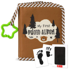 ZOIIWA Baby's First Family Album cover with brown bear design, a keepsake for newborn memories