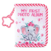 ZOIIWA Baby's First Family Album cover with pink elephant design, a perfect keepsake for newborn memories.