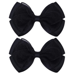 Zolyco Tiny 3-Inch organza bow clip in black for gentle baby hairstyles.