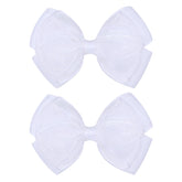 Zolyco Tiny 3 Inch Organza Double Hair Bow Clip close-up, soft and secure for delicate hair