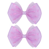 Zolyco Tiny Dot Organza Bow Purple Alligator Clip top view, versatile for everyday wear.
