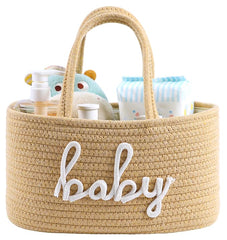 ZOMBATI diaper caddy close-up shows durable cotton rope stitching for lasting use.