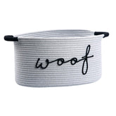 Zombati Woof dog basket close-up shows durable cotton rope for toy storage.