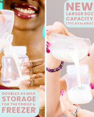 Zomee bottle with clear markings for quick, accurate milk measurements.