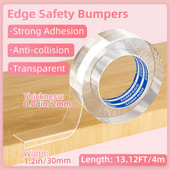 ZOMPAGO adhesive corner protectors on a table edge guarding surface