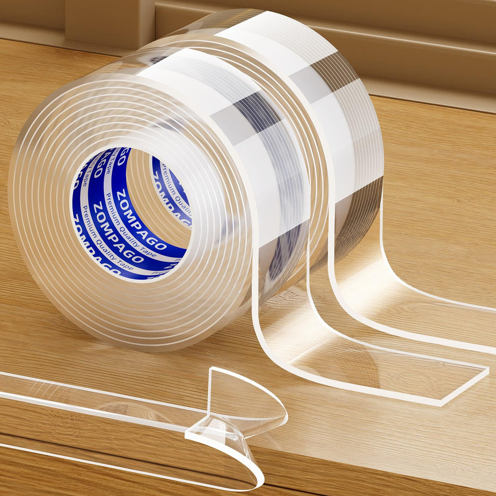 ZOMPAGO clear corner protectors in a two-roll package provide safe furniture edge protection.