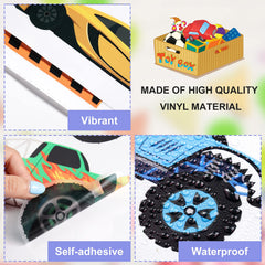 Zonon transportation stickers featuring race cars for imaginative play