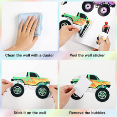 Zonon vinyl wall decals showing durable truck designs on a smooth surface