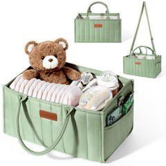 Zooawa diaper caddy organizer with three compartments for quick diapering access