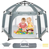 Zooawa Pop Up Playpen demonstrates quick assembly for busy families.