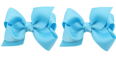 ZOONAI 3 inch baby bows in sky blue on hair clips for cute outfits.