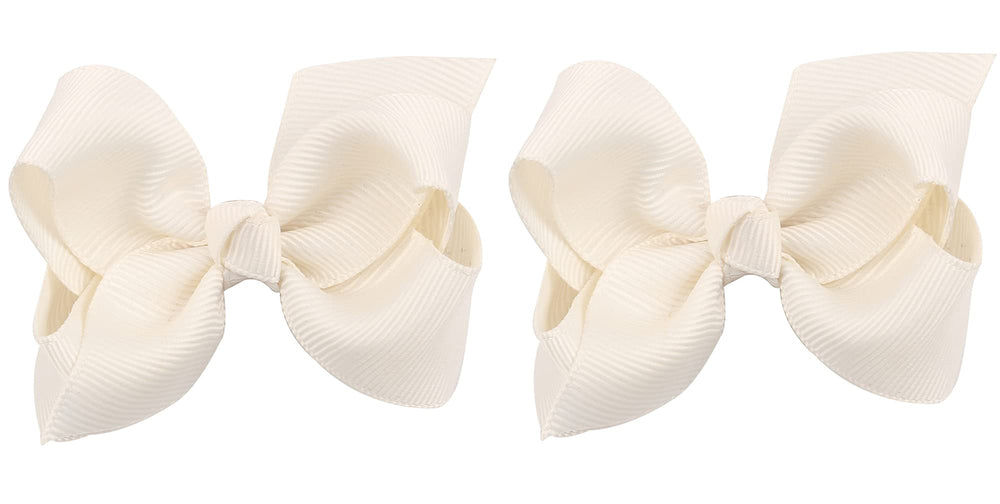 ZOONAI ivory baby bows clip set on a newborn hairstyle, secure and stylish