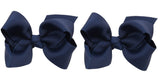 ZOONAI navy 3-inch baby bow clip closeup for stylish everyday wear