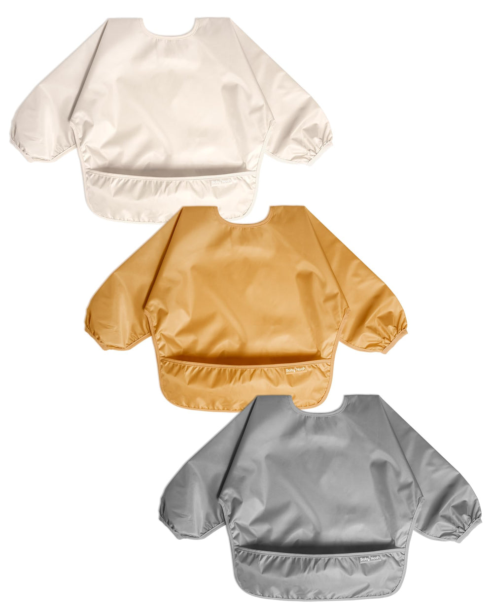 Zoosa baby long-sleeve waterproof bib provides full-coverage protection during meals.