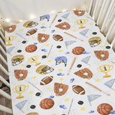 ZoUbqchY baby sports crib sheet with basketball stars for cozy nursery style