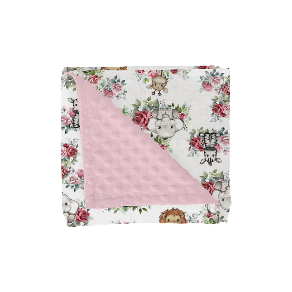 ZoUbqchY Cute Jungle Safari blanket front view showcases ultra soft plush for baby comfort.