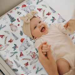 zooubqchy changing pad cover fir leaves print, coordinates with winter decor.